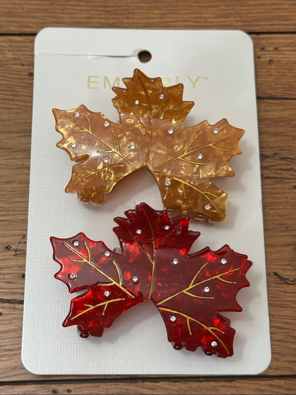 Emberly Maple Leaf Hair Clips - Red & Amber (Set of 2)